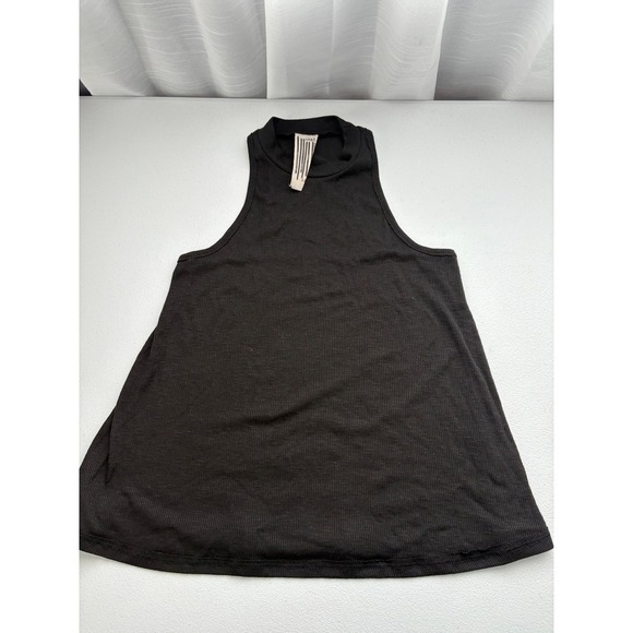 Free People Ribbed High Neck Sleeveless Tank Top Black S/P - Picture 1 of 4